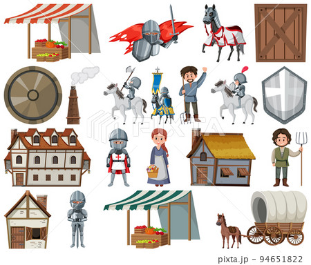 Medieval cartoon characters and objects Medieval cartoon characters and objects 94651822