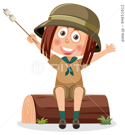 A girl wearing camping outfit - Stock Illustration [94651912] - PIXTA