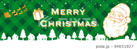 バナー　クリスマス　サンタクロース　街並み　シルエット　フレーム　背景　かわいい　イラスト素材 94651927