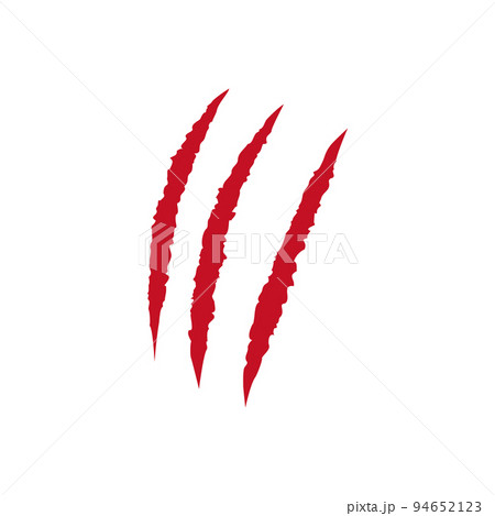 Cat blood scratches. Three animal claw marks. Fun design element. Flat design. Vector illustration. 94652123