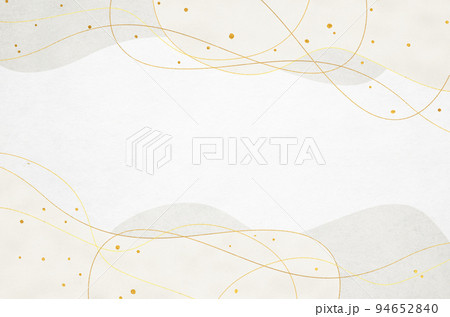 高級感のある金の波線柄の和紙テクスチャ_抽象的な背景素材&フレーム 94652840