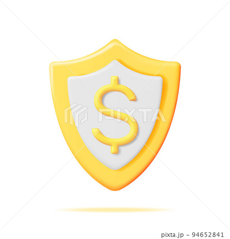 3D Gold Shield with Dollar Sign Isolatedのイラスト素材 [94652841] - PIXTA