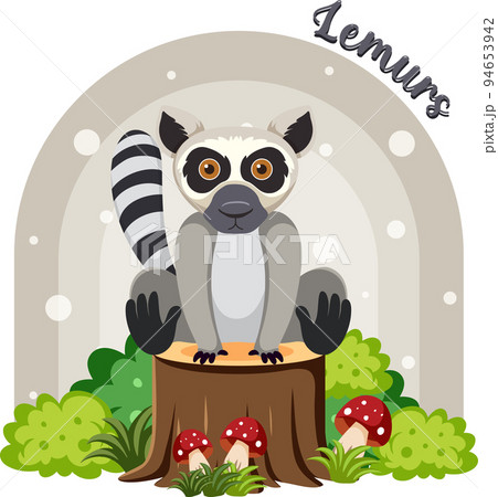 Cute lemur in cartoon flat style 94653942