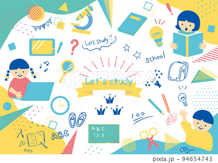 学校生活アイコンと子どもたち 学校生活アイコンと子どもたち 94654743