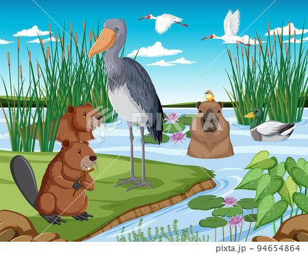 Forest scene with wild animals Forest scene with wild animals 94654864