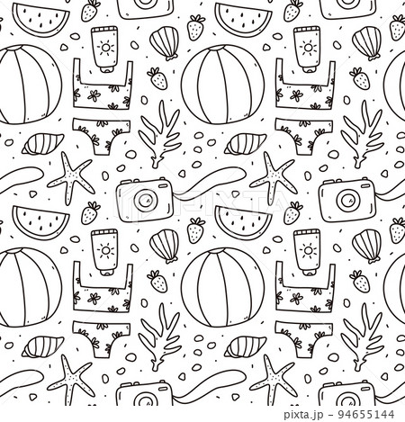 Cute seamless pattern with summer doodles Cute seamless pattern with summer doodles 94655144