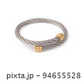 Spiral silver bangle decorated with golden 94655528