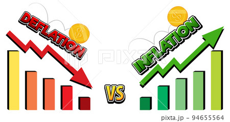 Inflation vs deflation with arrow going up and down Inflation vs deflation with arrow going up and down 94655564