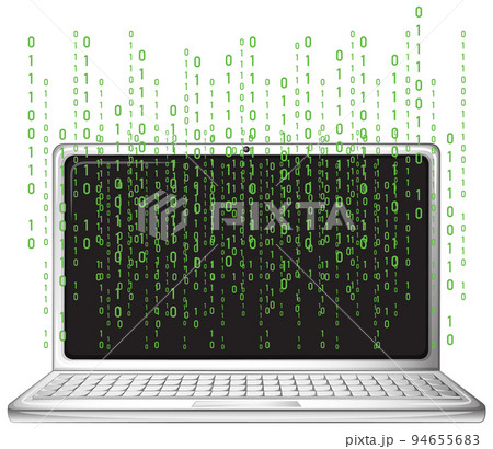 Laptop with binary code screen Laptop with binary code screen 94655683