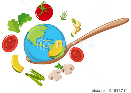 Earth around with food and vegetable Earth around with food and vegetable 94655714