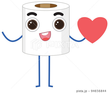 Toilet roll cartoon character on white background 94656844