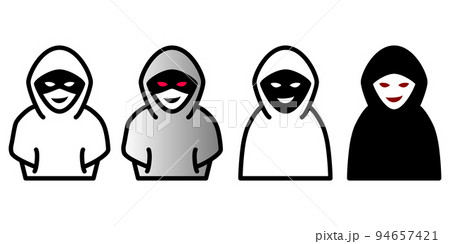 フードを被った怪しい人、犯人のベクターアイコンイラスト素材 94657421