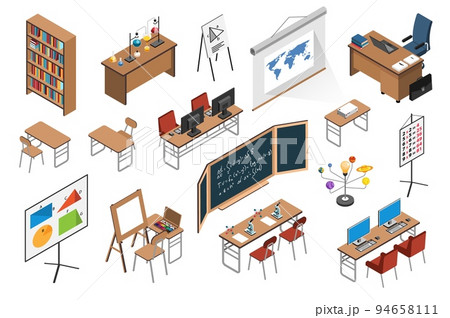 Classroom Interior Icons Collection Classroom Interior Icons Collection 94658111