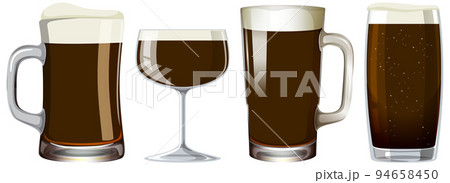 Alcohol drink in different glasses set Alcohol drink in different glasses set 94658450