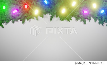 クリスマスの電飾のフレームと白背景のイラストのイラスト素材