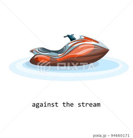Vector image of a stylized jet ski. The image is isolated on a white background with a thematic inscription. Concept. EPS 10 94660171