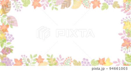 秋の植物_横長タイトル枠_白背景_淡い色 94661003