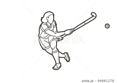 Field Hockey Sport Female Player Action Cartoon Graphic Vector Field Hockey Sport Female Player Action Cartoon Graphic Vector 94661278