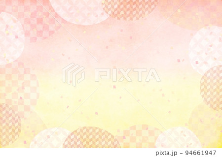 年賀状背景素材　和柄　市松模様　サーモンピンク　紙吹雪 94661947