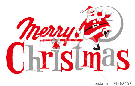 おしゃれなメリークリスマスロゴとサンタクロース 94662452