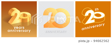 20 years anniversary set of vector graphic icons, logos. Design elements with golden number 94662562
