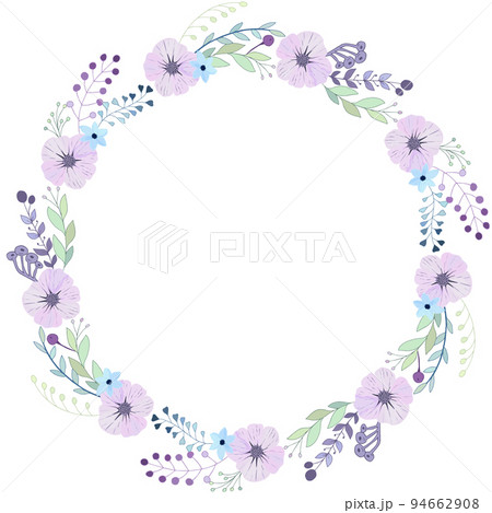 Vector pastel flowers wreath. Hand drawn floral Vector pastel flowers wreath. Hand drawn floral 94662908