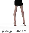 タイトミニスカートを履いた女性の綺麗な足　perming3DCGイラスト素材 94663768
