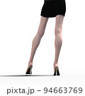 タイトミニスカートを履いた女性の綺麗な足　perming3DCGイラスト素材 94663769