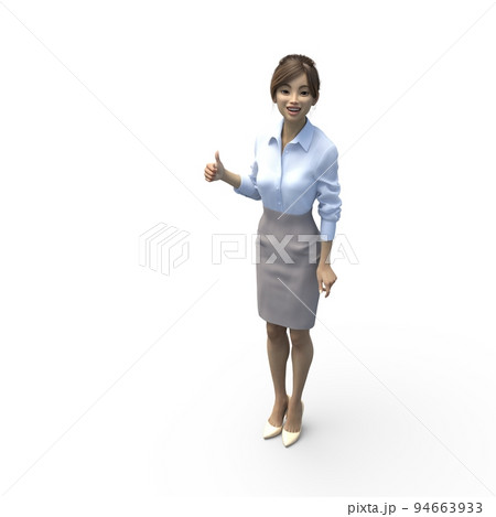 いいねする女性社員　perming3DCGイラスト素材 94663933
