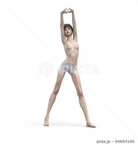 ポーズする女性　ヌード　perming3DCGイラスト素材 94664160