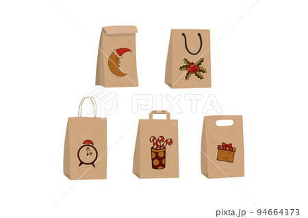 Paper Christmas craft packages set. Vector illustration image. Paper Christmas craft packages set. Vector illustration image. 94664373