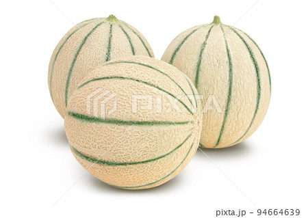 Cantaloupe melon isolated on white background with full depth of field Cantaloupe melon isolated on white background with full depth of field 94664639