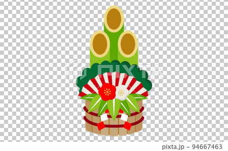 立体感のある紅白梅をあしらった門松のベクターイラスト素材 94667463