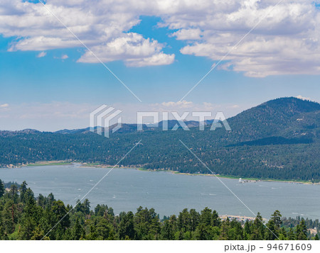 Sunny aerial view of the Big bear lake Sunny aerial view of the Big bear lake 94671609