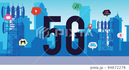 5g internet global connection and connection background flat vector illustration. 5g internet global connection and connection background flat vector illustration. 94672276