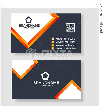elegant business card. business card template. dark blue and orange. 94672974
