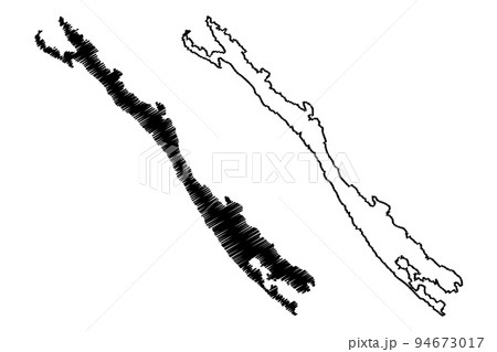 Dugi Otok island (Republic of Croatia, Dalmatian Archipielago, Adriatic Sea) map vector illustration, scribble sketch Dugi Otok map 94673017