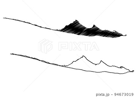 Dzharylhach island (Ukraine) map vector illustration, scribble sketch Dzharylgach map 94673019