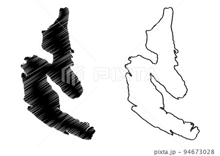 Dawson island (Republic of Chile, South and Latin America, Tierra del Fuego Archipelago) map vector illustration, scribble sketch Isla Dawson map 94673028