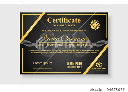 ELEGANT AWARD CERTIFICATE TEMPLATE IN GOLDEN COLOR ELEGANT AWARD CERTIFICATE TEMPLATE IN GOLDEN COLOR 94673076