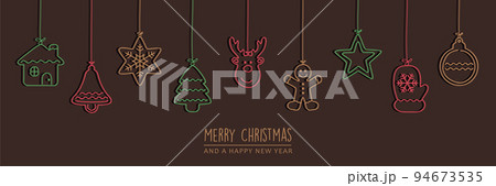 merry christmas card with white hanging decoration 94673535