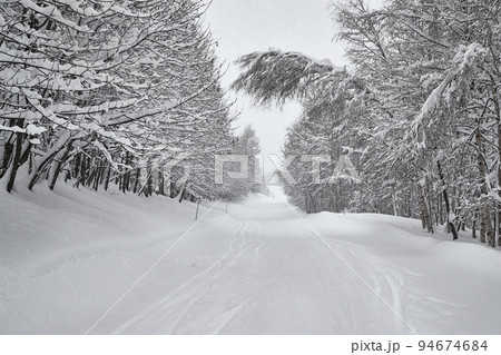 Winter Snowy Mountain Road Landscape Winter Snowy Mountain Road Landscape 94674684
