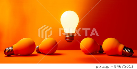 One out unique idea light bulb - 3D 94675013