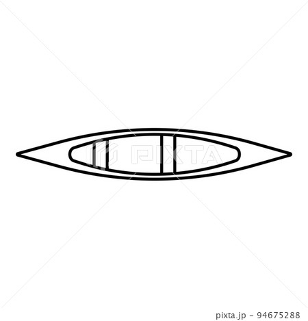 Icon vector boat line top view and symbol ship transportation outline. Sailboat illustration design and sea cruise sign vehicle. Sail vessel line icon and kayak river minimalist editable liner 94675288