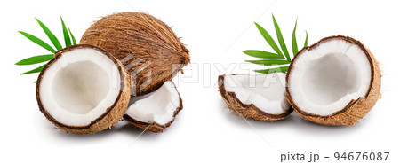 coconut with leaves isolated on white background 94676087