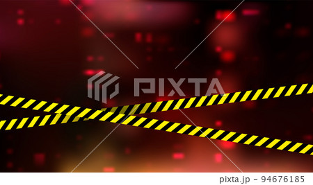 Digital Dark Red Background with Warning Ribbon. Data Breach Concept 94676185