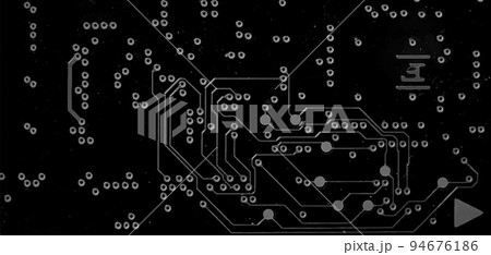 Circuit Board Realistic Vector Illustration. Black and White Background 94676186