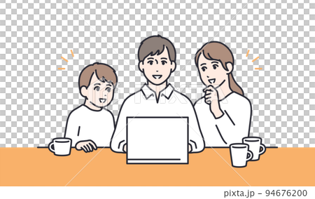 家族でオンライン内見をするベクターイラスト素材 94676200