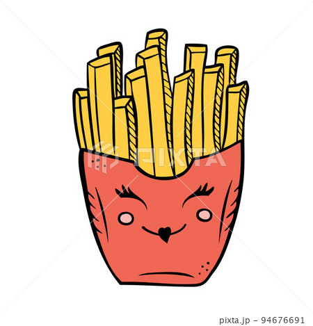 Fast food french fries. Vector illustration in doodle style 94676691