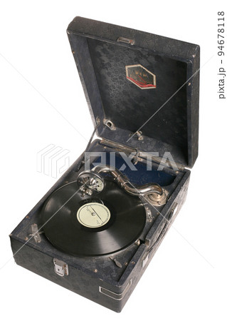 Vintage vinyl record player on a white background Vintage vinyl record player on a white background 94678118
